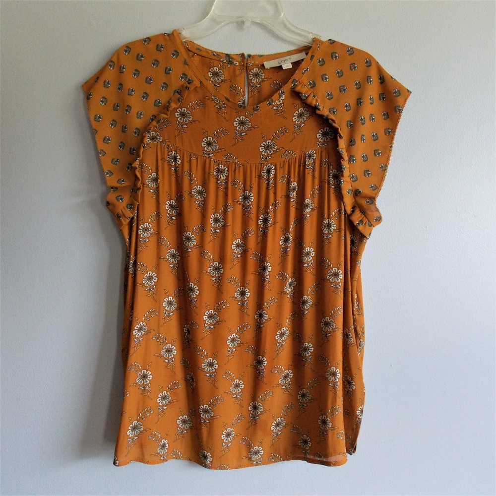 Ann Taylor Loft Floral Short Sleeve L